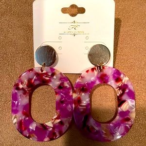 New Pink and white earrings gold